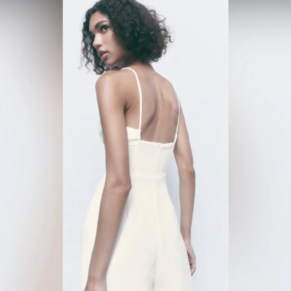 ZARA WIDE LEG PALAZZO CORSETRY INSPIRED JUMPSUIT CORSET LIKE WHITE XS - Picture 5 of 5